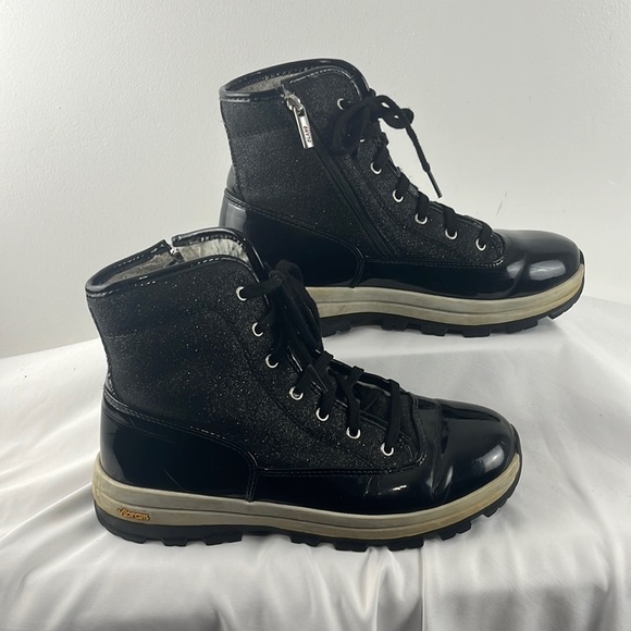 Olang Shoes - Olang Black Patent Sparkly Lace-Up High-Top Runners/Boots